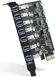 Sinefine PCI-E to USB 3.0 7-Port(7X USB-A) Expansion Card,PCI Express USB Add in Card, Internal USB3 Hub Converter for Desktop PC Host Card