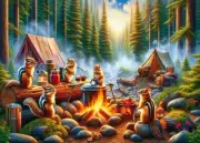 QPuzzles 1000 Piece Jigsaw Puzzle - Chipmunks Camping