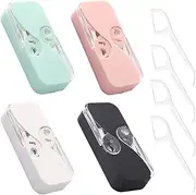 YRAKOZIN [4 Pack] Portable Floss Dispenser with 48 Dental Floss, Flosser Storage Box for Adults, Tooth Picks Holder Suitable for Tourism and Business Trips, White+Black+Pink+MintGreen