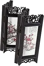 Toddmomy Screen Decoration Home Decor Vintage Decor Folding Screen for Office Traditional Chinese Art Decor Office Folding Screen Chinese Mini Screen Folding Screen Resin