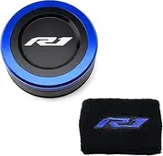 ZYAKOMO Fit for Yamaha R1 YZF R1 YZFR1 1999-2021 2022 2023 CNC Motorcycle Front Fluid Reservoir Cap Oil Brake Reservoir Sock Cover (Blue)