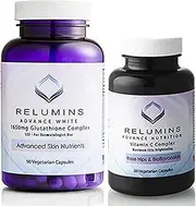 Advanced White Dermatologic Set - 1650mg Glutathione Complex and Advanced Vitamin C with Rose Hips and Bioflavanoids (1 Month Supply) - Cutting Edge Formula Unbelievable Results!