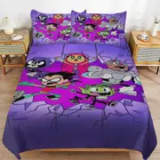 v2868 Bed Sheets Bedding Teen Titans Go Cartoon Bedding Sets Ultra Soft Skin-Friendly Duvet Cover 3 Piece, Cute Comforter Cover Bed Set for Boys Girl