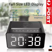 Digital Alarm Clock Radio w/Bluetooth Speaker USB Wireless Charger LED Display