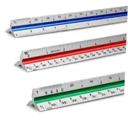 12" Architectural Scale Ruler Aluminum Architect Scale Triangular Tricolor