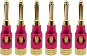 CCWUTQF 6PCS 4mm 24K Copper Gold Plated Speaker Banana Plugs Banana Connector 4mm Banana Jack Match with 4mm Binding Post(Purple 6Pcs)