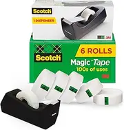 Scotch Magic Tape 6-Roll with Black Dispenser, 3/4 x 1000 Inches (810K6C38)