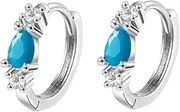 [Generic] Teardrop Cubic Zirconia Small Hoop Earrings for Women Teen Girls SilverCartilage Tiny Cute Sleeper Hoops Hypoallergenic for Sensitive Ear Boho Jewelry