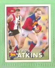 1996 AFL SELECT STICKER #74 SIMON ATKINS, FITZROY LIONS