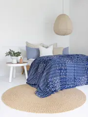 Kantha Quilt Indian Quilt Block Print Quilt Bedspread Bohemian Boho Cotton Throw Quilt Handmade Blanket Doona King Size 045