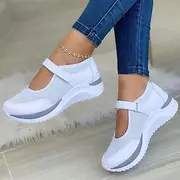 Women's Sneakers Plus Size Slip-on Sneakers White Shoes Outdoor Daily Color Block Solid Colored Summer Wedge Heel Round Toe Sporty Classic Casual Walking Mesh