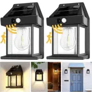2 pcs Solar Power LED Light PIR Motion Sensor Outdoor Security Lamp Wall Garden