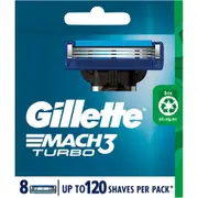 Gillette Mach 3 Turbo Replacement Cartridges 8 Count