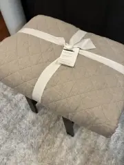 New Pottery Barn Belgian Flax Linen Diamond Quilt, King, Flax