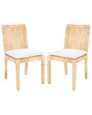Safavieh Set of 2 Tojo Cane Dining Chairs with Cushions