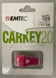 EMTEC 16GB USB 2.0 Flash Drive with Key Ring Hole for Keychain