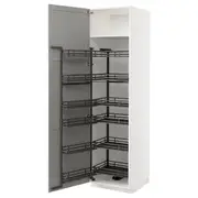 METOD high cabinet with pull-out larder, white/Lerhyttan light grey, 60x60x220 cm
