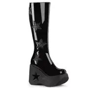 Demonia Dynamite-218 Festival Knee High Star Cut Platform Boots