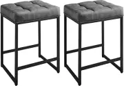 Bar Stools Set of 2, 24 Inch Counter Height Bar Stools Set, Backless Kitchen Isl