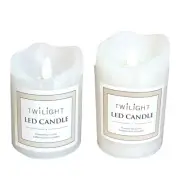 LED Moving Flame Candle Flameless Pillar White Candle Battery Operated Classic