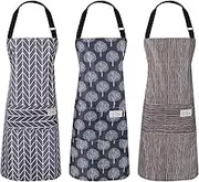 3 PCS Women Apron with Pockets Adjustable Cooking Aprons PVC Waterproof Kitchen Bib Apron for Kitchen Cooking Baking Household Cleaning, multicolor, Large