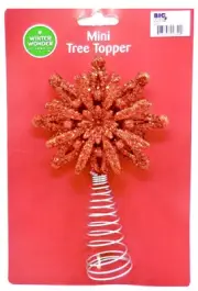 Mini Star Rays Glitter Tree Topper, plastic,Glitter Covered,Cone,5.6"