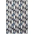 Quincy Abstract Geometric Grey Blue Woven Wool Floor Rug - 3 Sizes