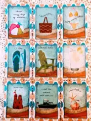 Set of 9 Cards~Summertime Beach~Pocket Pen Pal Cards only~Greeting Card~172N