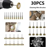30pcs Brass Wire Wheel Brush 1/8" Shank for Rotary Tool Drill Clean Polishing