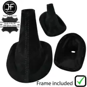 BLACK STITCH SUEDE GEAR BOOT + PLASTIC FRAME FOR TOYOTA YARIS 2006-2011
