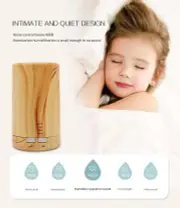 ANYHOUZ Air Humidifier Wood USB Powered Mist Diffuser With Lights For Home Bedroom