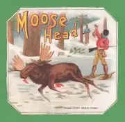 VINTAGE CIGAR BOX OUTER LABEL - MOOSE HEAD