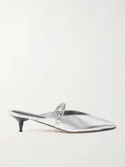 [MCQUEEN] MCQUEEN - Revel Studded Metallic Leather Mules - Silver - EU 38 EU 38 Silver