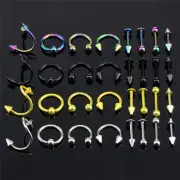 16PCS/Set Stainless Steel Spiral Belly Tongue Bar Ring Eyebrow Piercing Jewel *