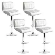 NNEDSZ Set of 4 PU Leather Gas Lift Bar Stools - White and Chrome