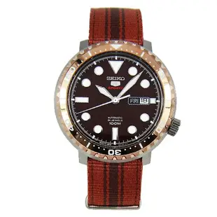 SEIKO精工  SRPC68J1  運動機械男錶 帆布錶帶 咖啡X金 防水100米 國隆手錶專賣店