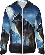 [LHBWCVN] UPF 50+ Light Jacket Full Zip Sun Protection Hoodie for Women Men Long Sleeve wolfs Sun Shirts