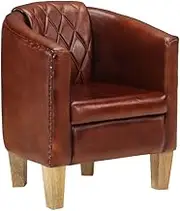 Tub Chair Brown Real Leather Home Chairs