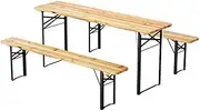 Gardeon 3 PCS Outdoor Furniture Dining Set Lounge Setting Patio Wooden Bench