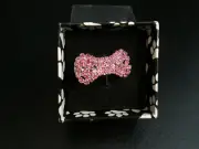 Doggie Pink Jeweled Bone Shaped Fur Clip by Mud Pie, NIB