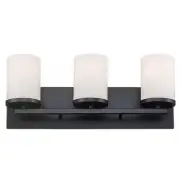 Bel Air Lighting Cornerstone 20 in. 3-Light Black Vanity Light Frosted Glass