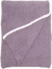 NWT Barefoot Dreams Cozy Chic Contrast Blanket Lavender Purple 119763