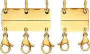 Necklace Layering Clasps - Magnetic Separator for Stackable Necklaces-18K Gold and Silver Plated Multiple Necklace Clasp - Jewelry Separator for Layered - 3 Clasp+2 Clasp Gold