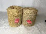 JUTE BURLAP Mesh Ribbon Natural 2 Rolls 30'x5.5" Wide Tan Finished Unwired Edge