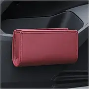 Multifunctional Storage Box, Car Waste Bin, Hanging Leather Car Waste Bin, Leak-Proof Vehicle Bin, Car Accessories, Universal (Wine Red)