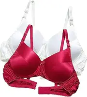 XWSM 100% Double-Sided Silk Bra 2PCS Ultra Soft Cup Women's Smooth Comfortable Wireless Bra Daily Full Coverage Lingerie Top (Color : K, Size : 85/38AB), K