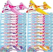 Pack of 24 Unicorn Gliders, Polystyrene Flyers, Glider Planes for Children, Glider Planes Set for Girls, Party Bags, Children's Birthday Party Favours for Girls, Individually Packed, 4 Colours