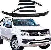 SUERAUTO4X4 Bonnet Protector Weather Shields for VW Amarok 2H 2009-2022 Accessories, Volkswagen Tinted Black Bonnet Stone Hood Guard Weathershields Sun Rain Wind Deflector Window Visor