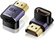 HDMI Angled Connector 90 and 270 Gard with 8K @ 60Hz / 4K @ 120Hz UHD2.1 ARC HDR10 and Dolby Vision for PS5, TV Stick, Apple TV