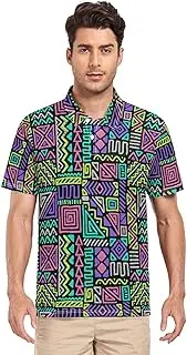 [ZZXXB] Abstract Geometry Print Men's Polo Shirts Short Sleeve Quick Dry Athletic Outdoor Sports Golf Shirts S-XXL
